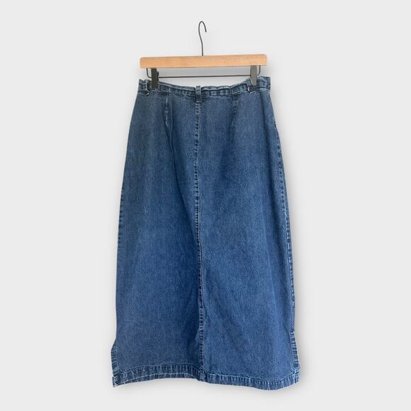 Vintage 90s Roughrider by Circle Women's Denim Maxi Skirt Western size 13/14 - Picture 2 of 8